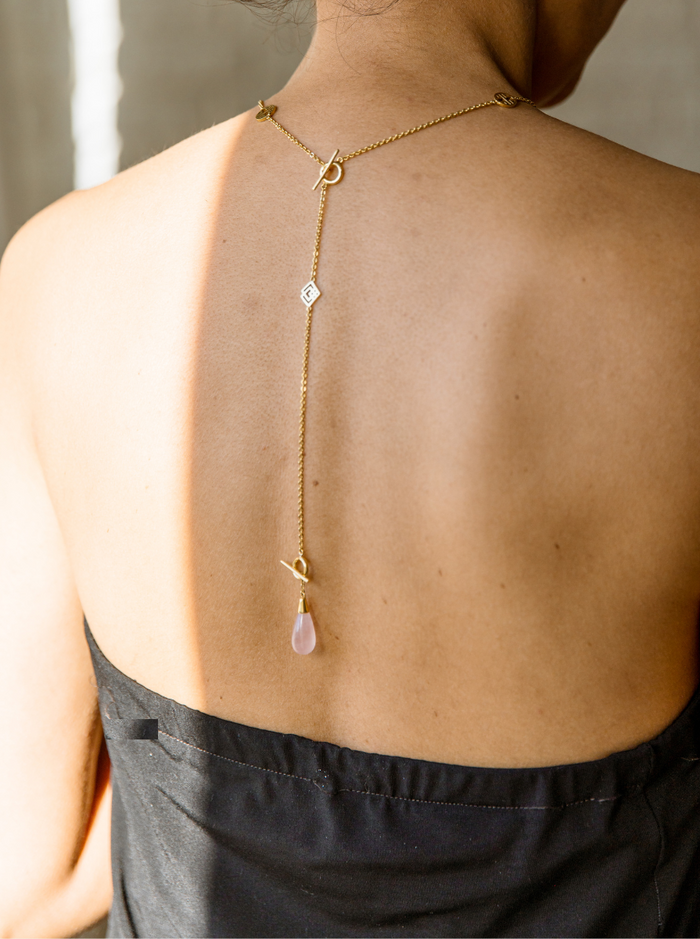 infinity gemstone necklace brass