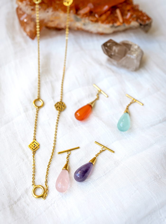 infinity gemstone necklace brass