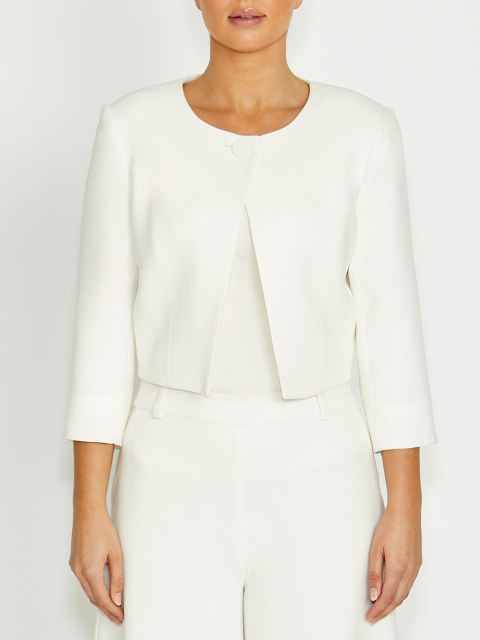 Ivory Crepe Single Button Jacket