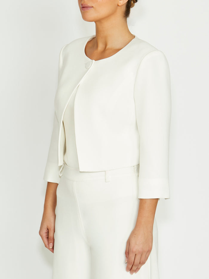 Ivory Crepe Single Button Jacket