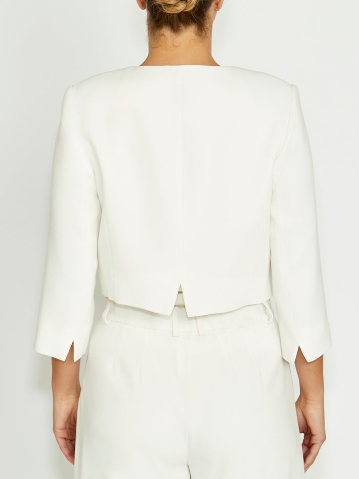 Ivory Crepe Single Button Jacket