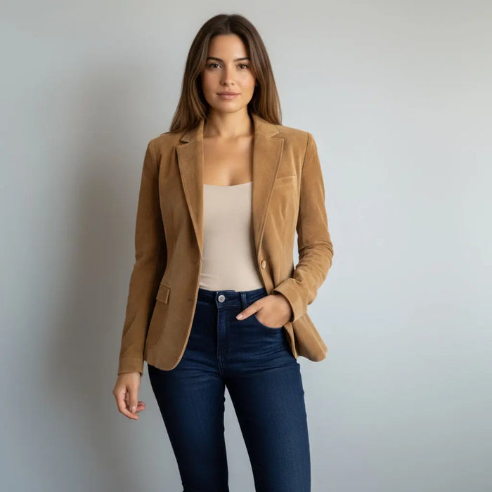 Jules Blazer Tan - Nappa Suede