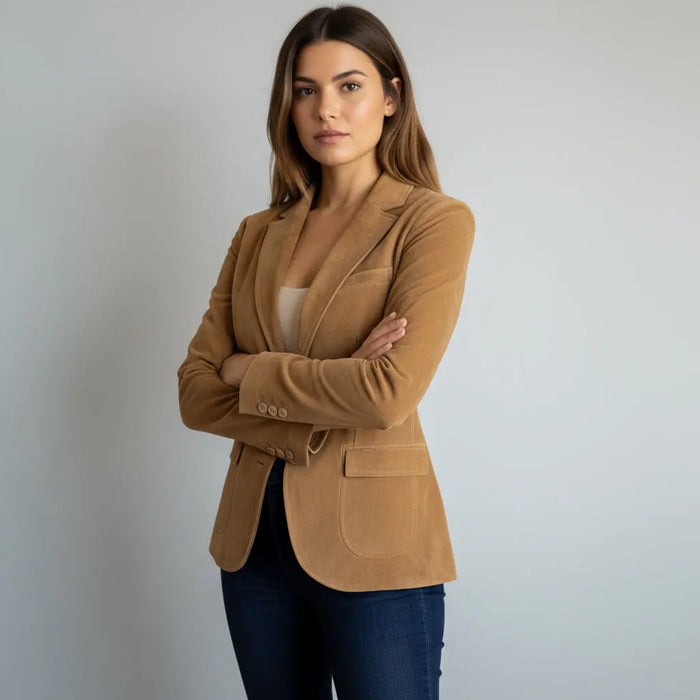 Jules Blazer Tan - Nappa Suede