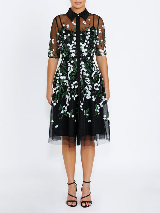 Women's Embroidered Mesh Shirtdress Dress | Kassiani