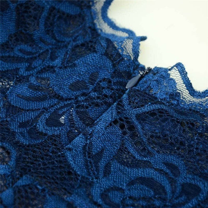 Lace Trim Long Evening Dress