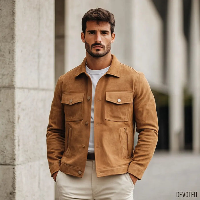 Lancaster Jacket Tan - Nappa Suede