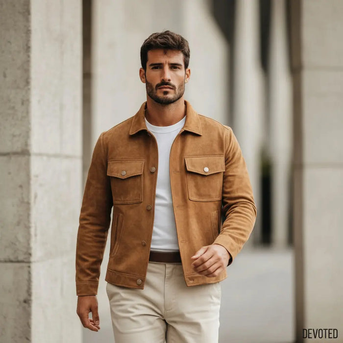 Lancaster Jacket Tan - Nappa Suede