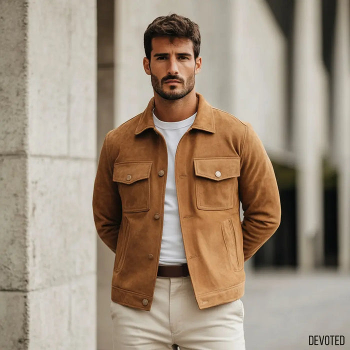 Lancaster Jacket Tan - Nappa Suede