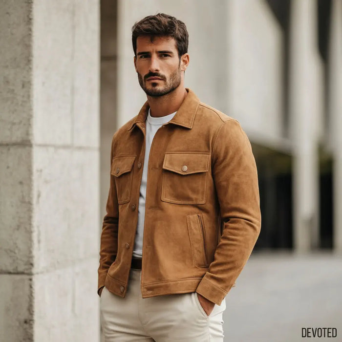 Lancaster Jacket Tan - Nappa Suede