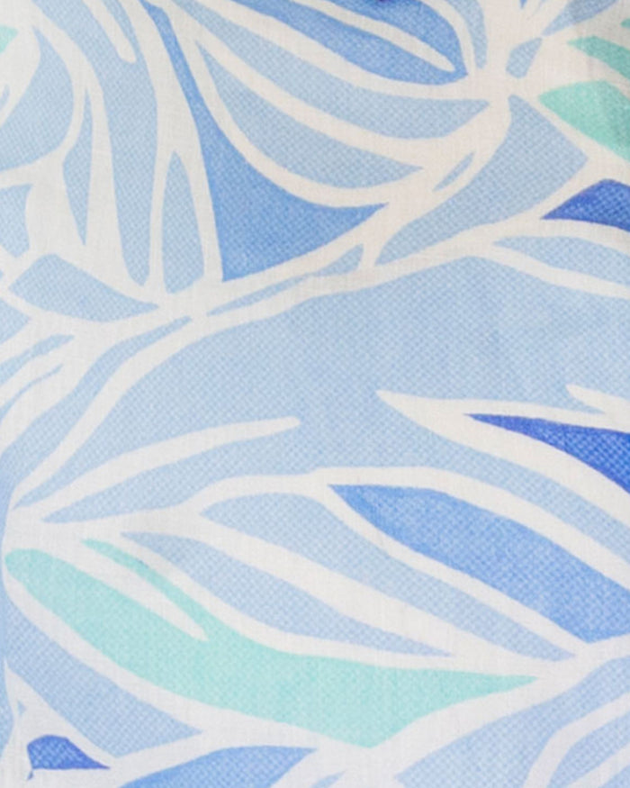 LANDON SIMPLE LEAVES LINEN SHIRT - BLUE