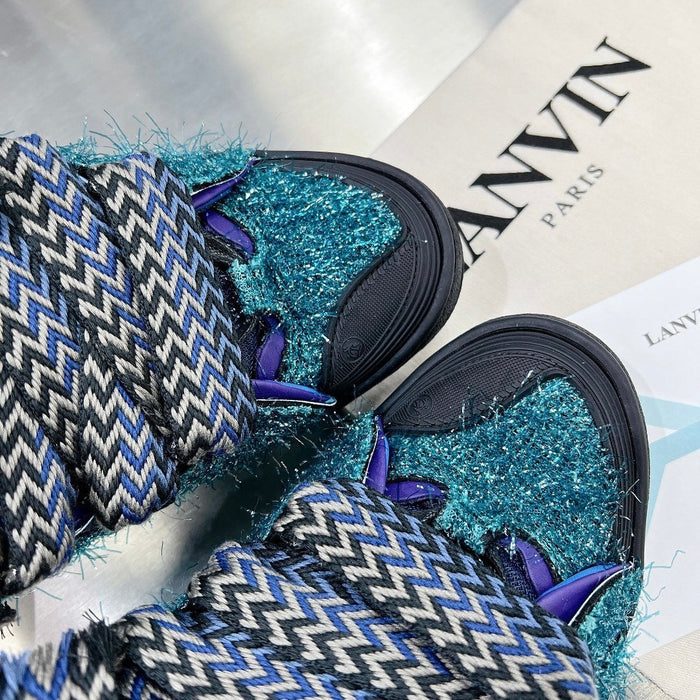 Lanvin Curb Shaggy Tweed Navy Blue