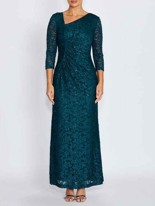 Leighton Teal Lace Gown