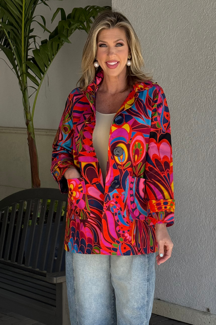 Lesley Evers Spencer Statement Coat in Shakalaka Orange
