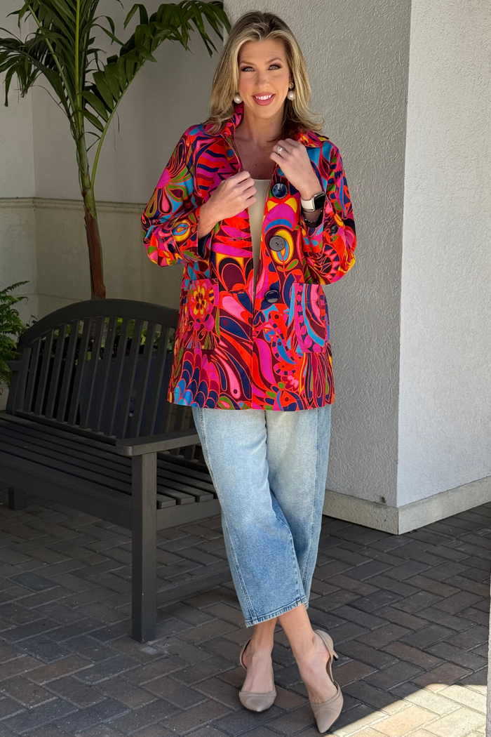 Lesley Evers Spencer Statement Coat in Shakalaka Orange