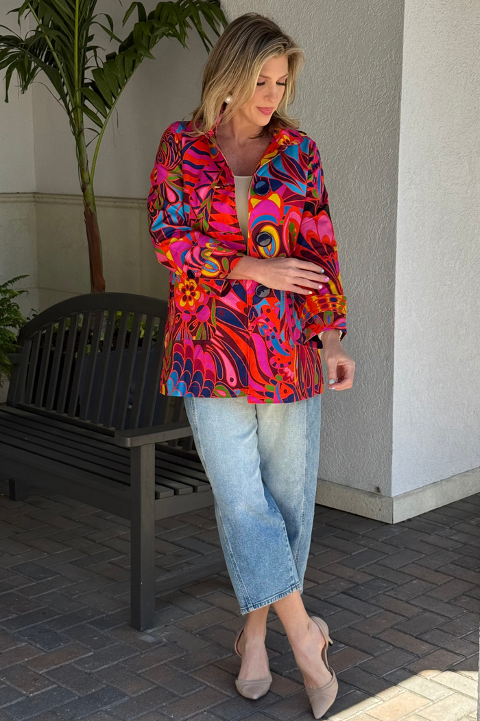 Lesley Evers Spencer Statement Coat in Shakalaka Orange