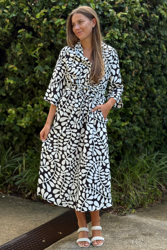 Lesley Evers The Eloise City Fern Dress in Black and White