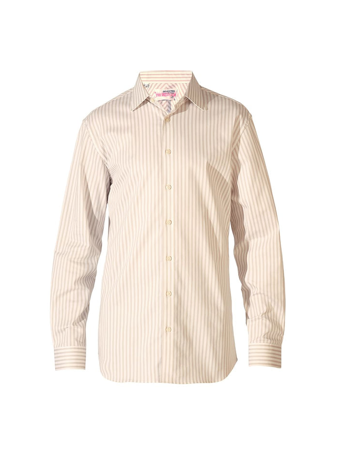 Light Beige Striped Stretch Shirt