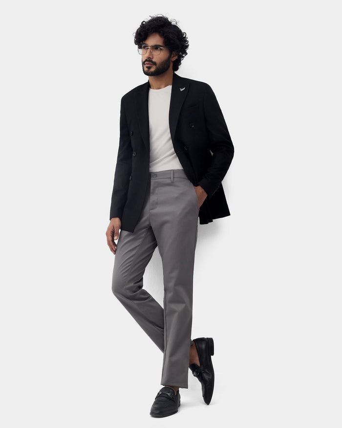 Light Grey Crew Neck Solid T-Shirt - Ginjiro