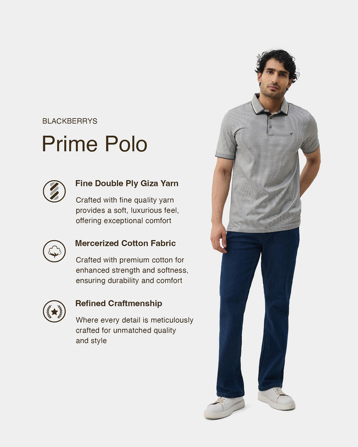 Light Grey Textured Polo - Bomi