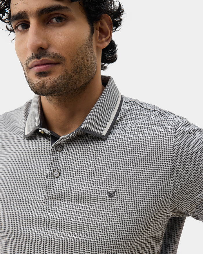 Light Grey Textured Polo - Bomi