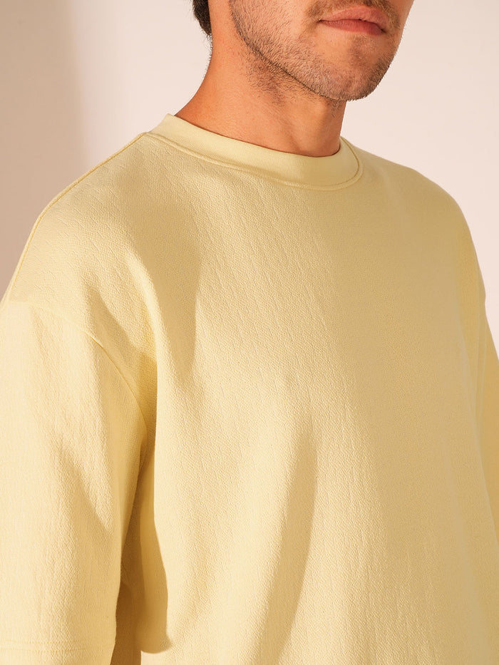 Light Yellow Textured T-Shirt