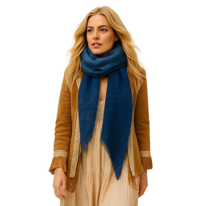 Lightweight Cashmere Scarf – Made in Spain- burgundy Blue scarf blisslushdip.denim_processed