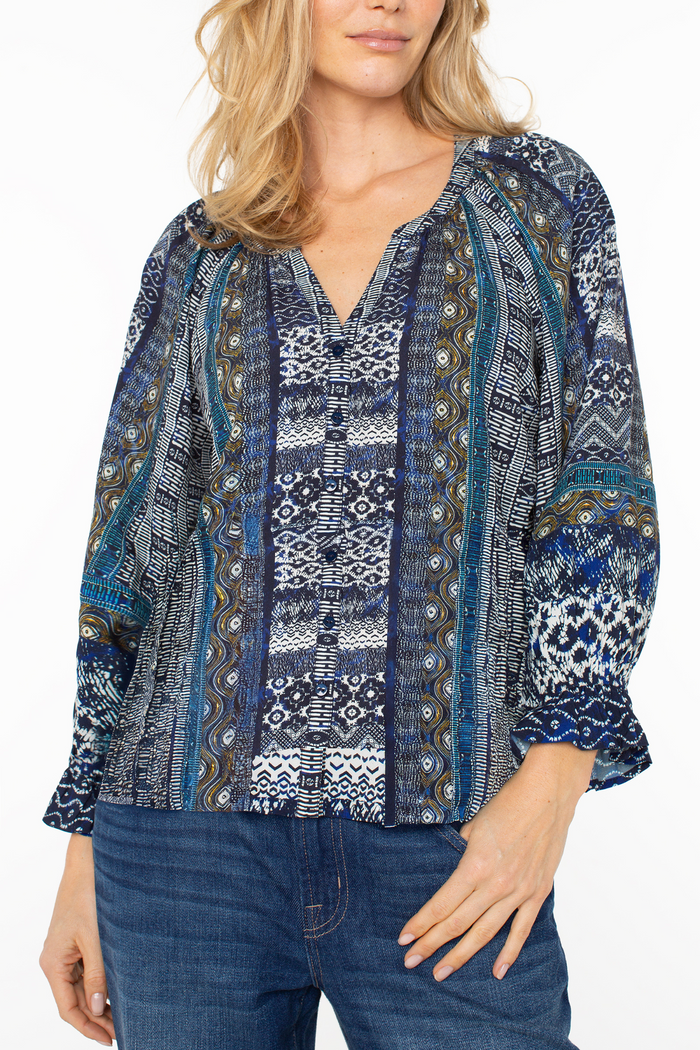 Liverpool The Indigo Mosaic Printed Top