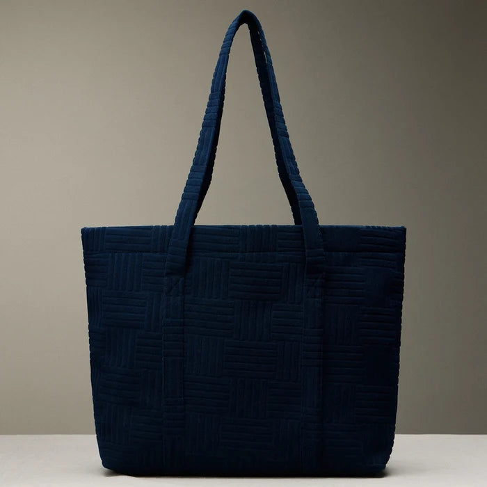 Luxe Terry Grid Pattern Tote & Beach Bag - One Left!