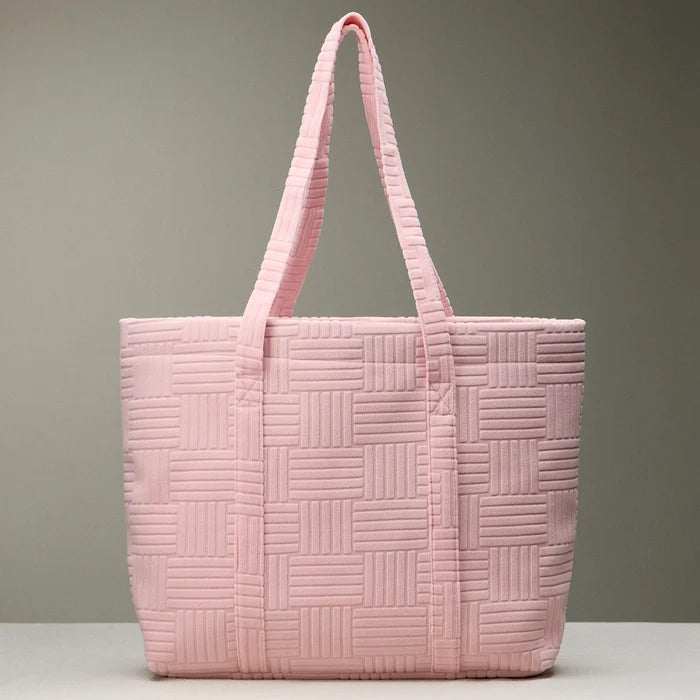 Luxe Terry Grid Pattern Tote & Beach Bag - One Left!