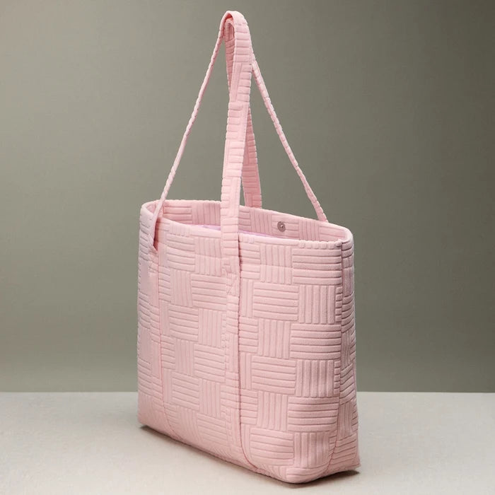 Luxe Terry Grid Pattern Tote & Beach Bag - One Left!