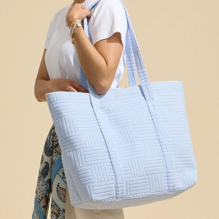 Luxe Terry Grid Pattern Tote & Beach Bag - One Left!