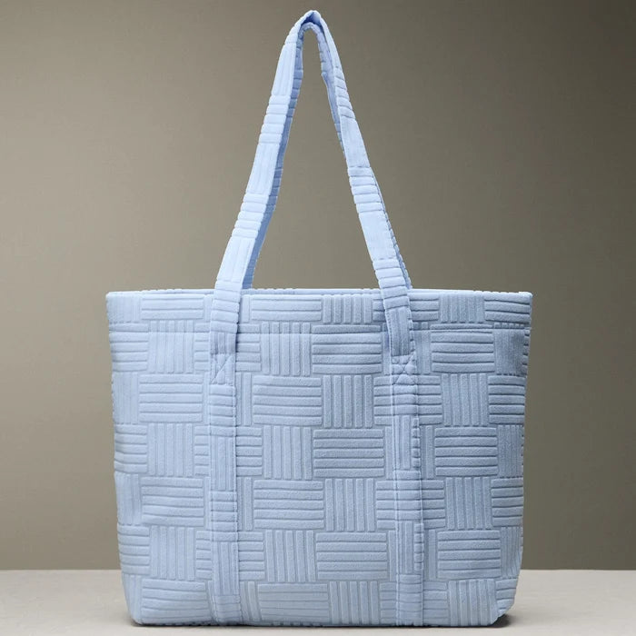 Luxe Terry Grid Pattern Tote & Beach Bag - One Left!