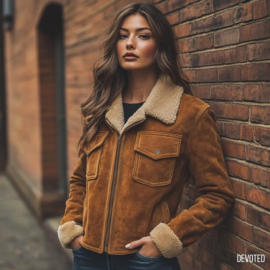 Mabel Jacket Tan - Nappa Suede