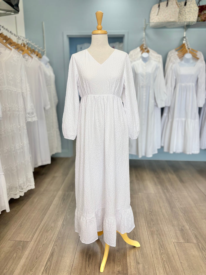Empire waist crinkle dress.