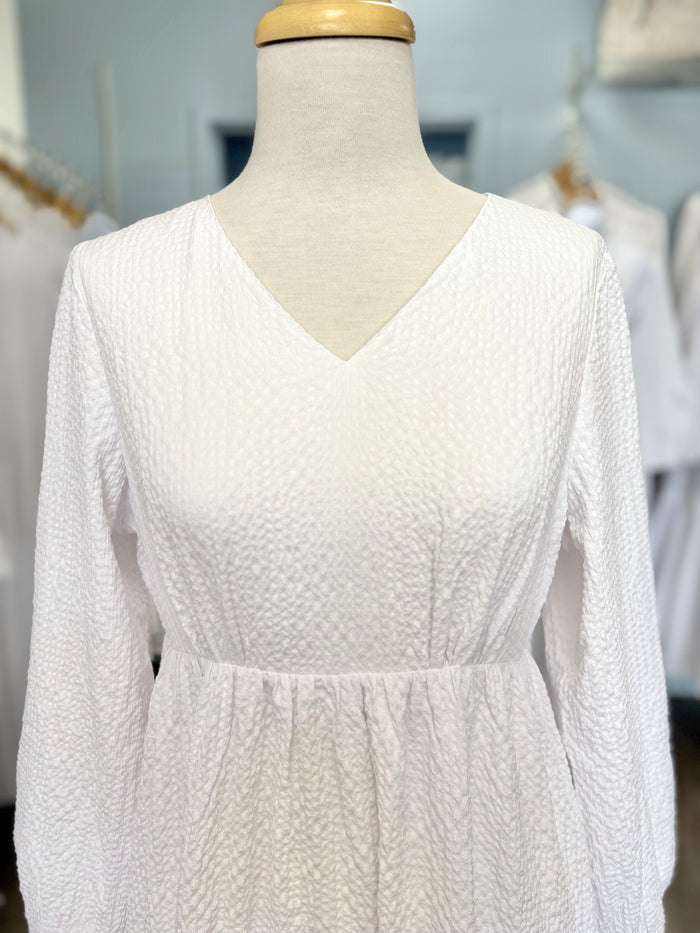Empire waist crinkle dress.