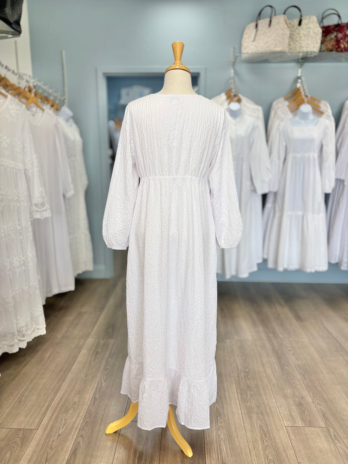 Empire waist crinkle dress.