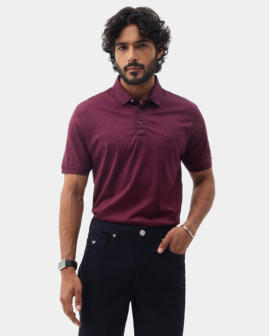 Mauve Wine Textured Polo - Min Jun