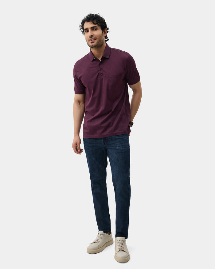 Mauve Wine Textured Polo - Min Jun
