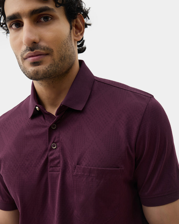 Mauve Wine Textured Polo - Min Jun