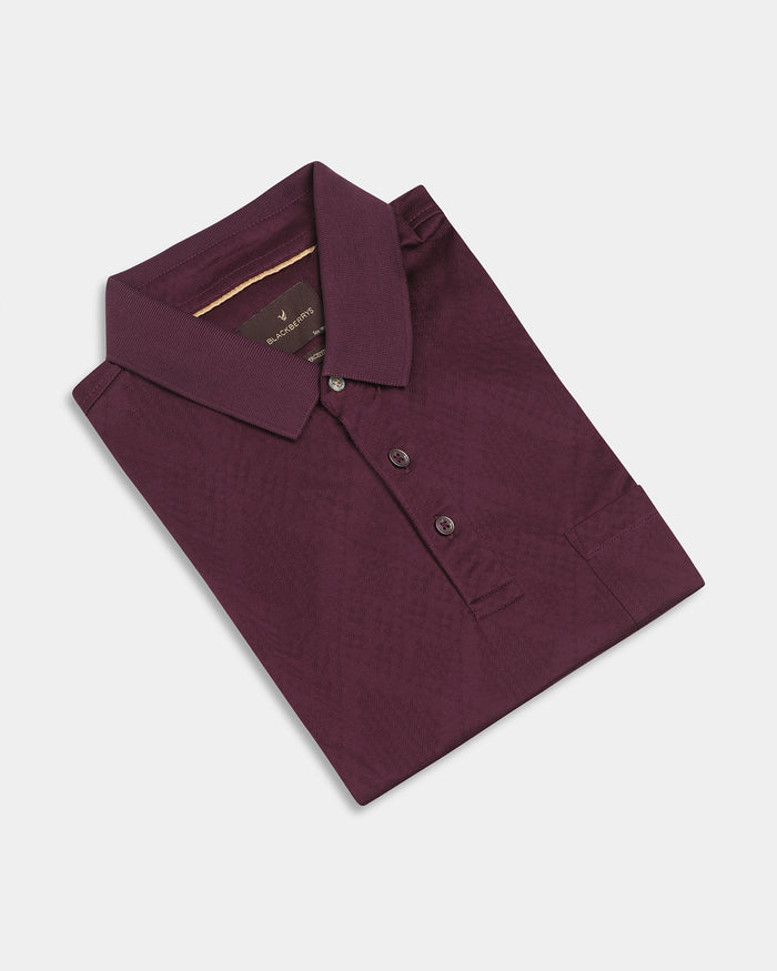 Mauve Wine Textured Polo - Min Jun