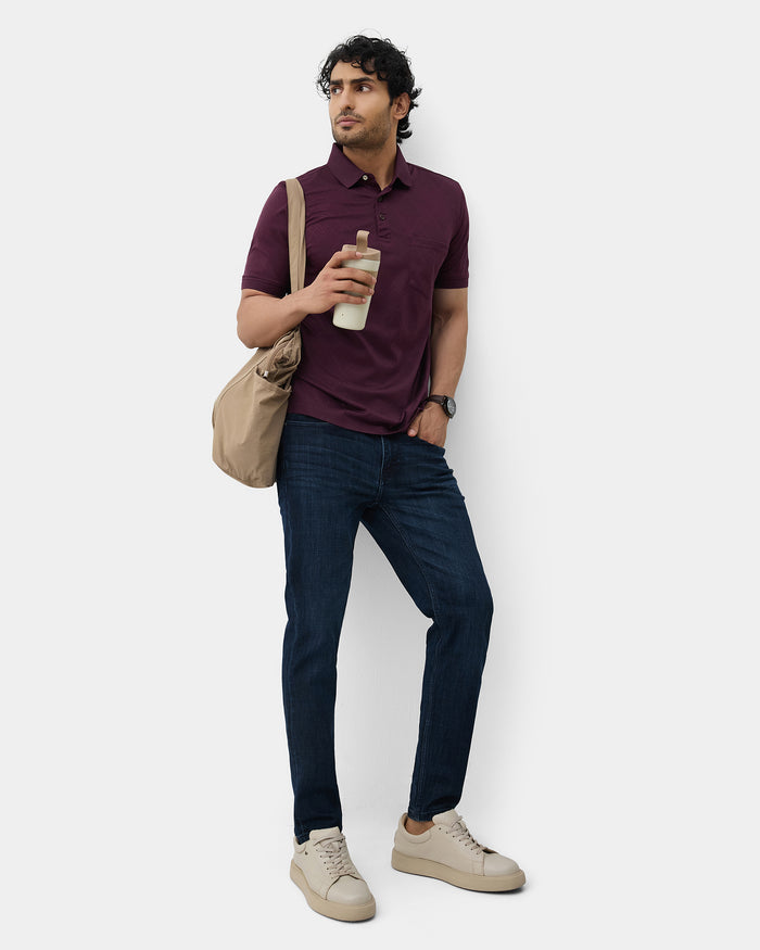 Mauve Wine Textured Polo - Min Jun