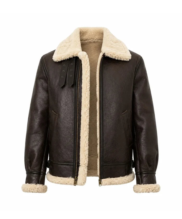 Men's Brown B3 Bomber Jacket Classic Leather & Sheepskin