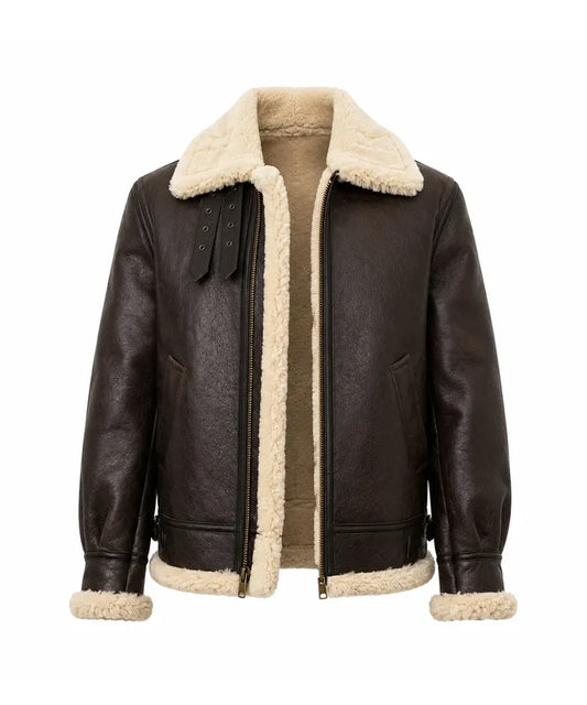 Men's Brown B3 Bomber Jacket Classic Leather & Sheepskin