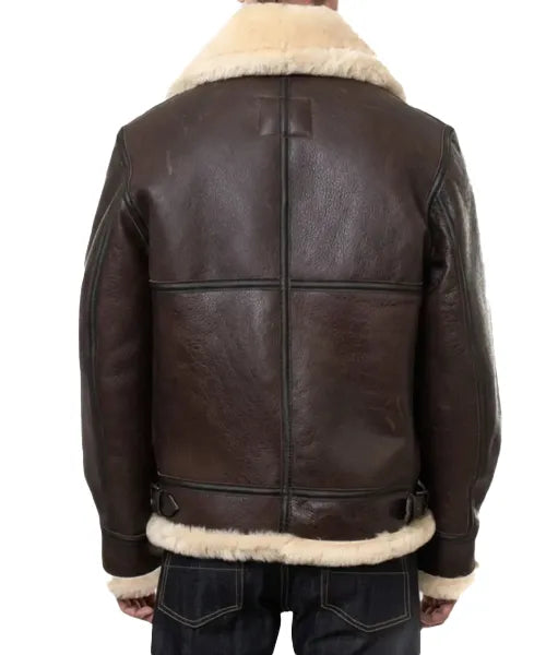 Men's Brown B3 Bomber Jacket Classic Leather & Sheepskin