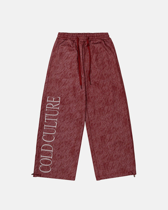 MERRY SWEATPANTS RED - washed red sweatpants, front view - Cold Culture