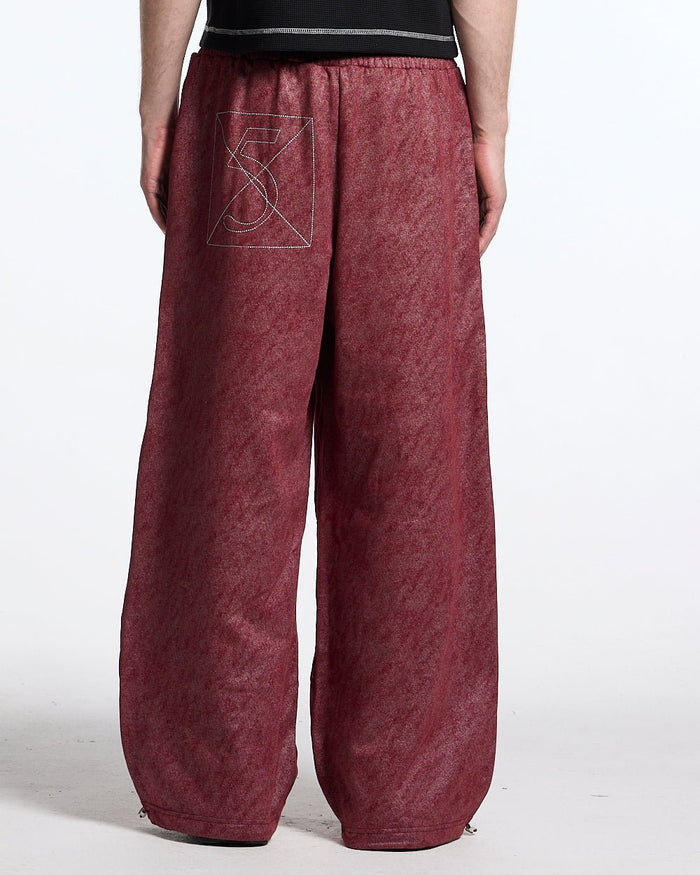 MERRY SWEATPANTS RED - washed red sweatpants, back view on male model - Cold Culture #man