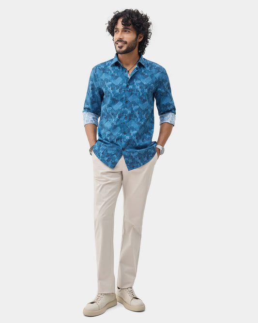 LONG SLEEVE INDIA FIT ALL OVER PRINT SHIRT