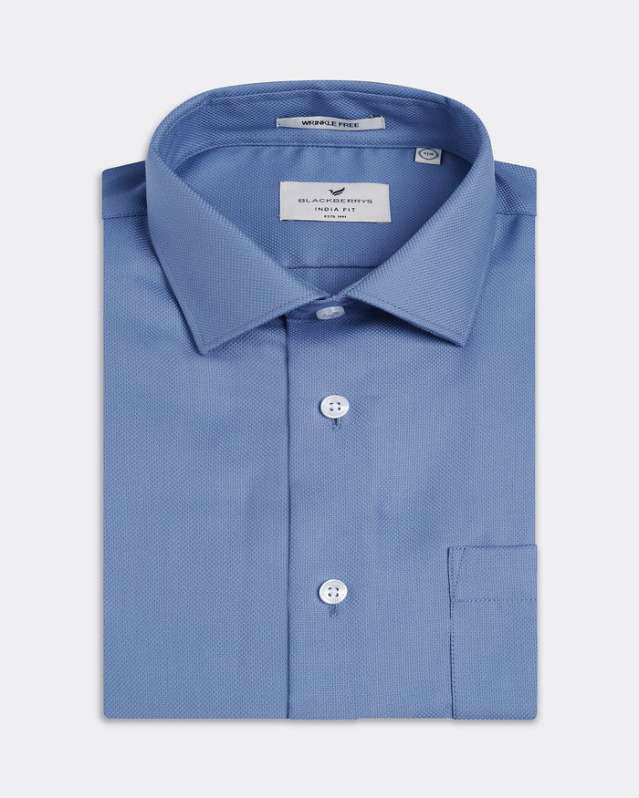 Mid Blue Textured Shirt - Claron
