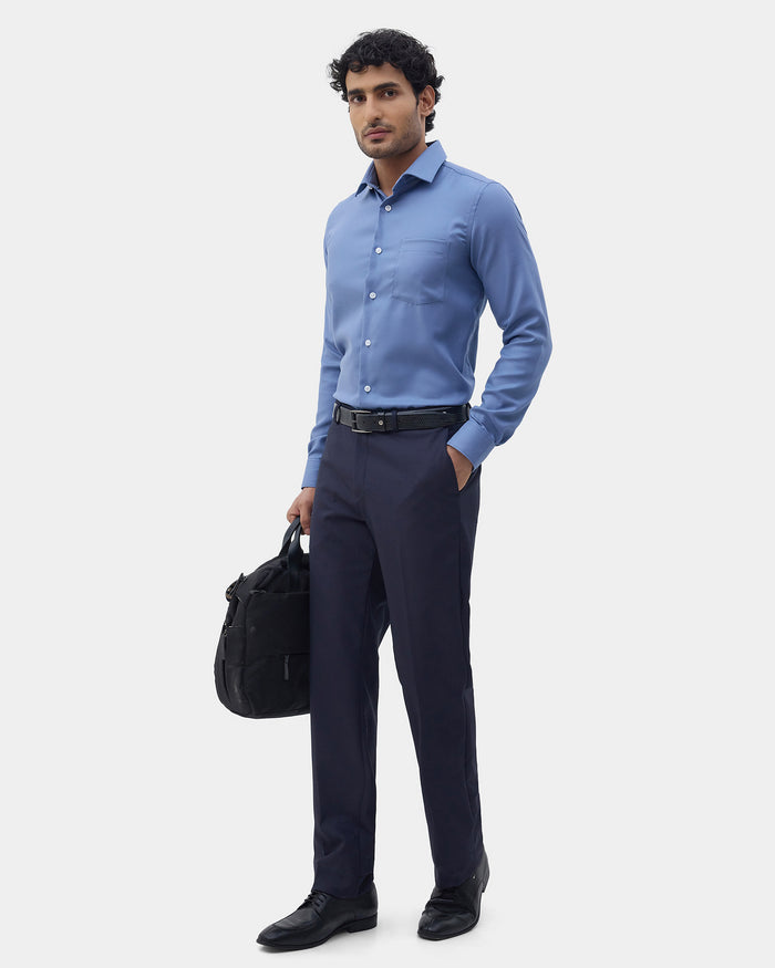Mid Blue Textured Shirt - Claron