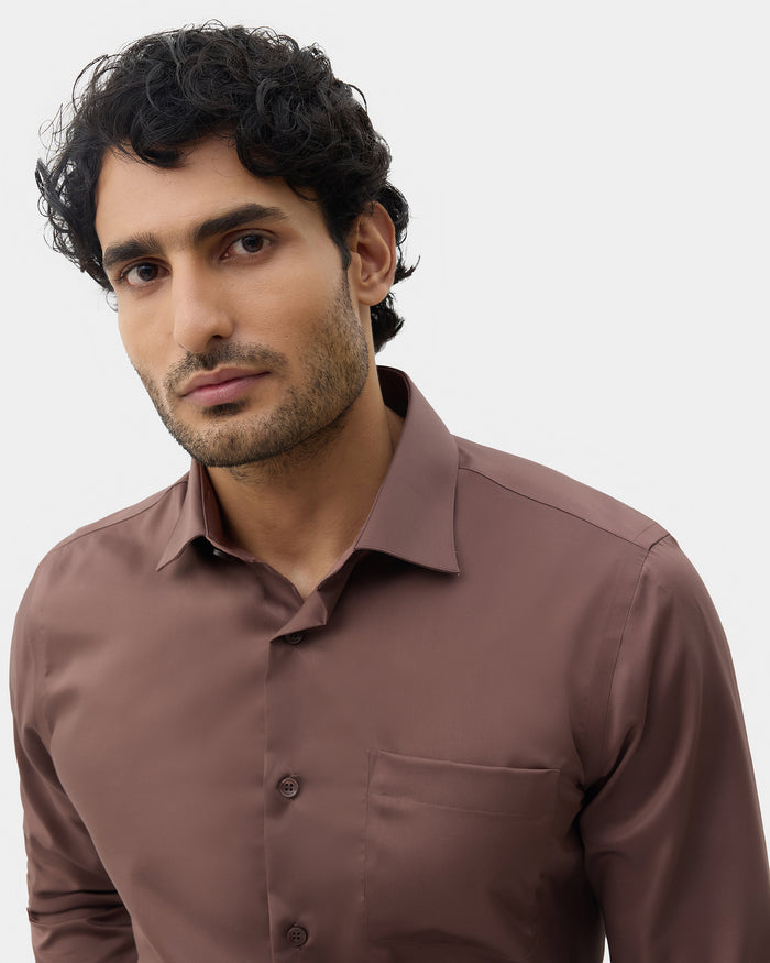 Mid Brown Solid Shirt - Roger